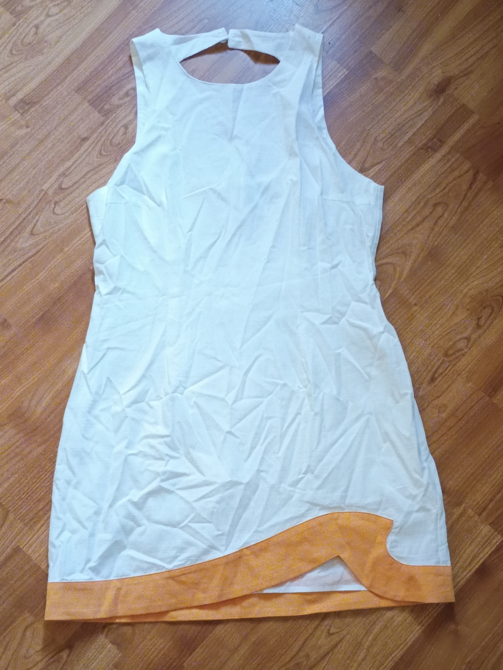 MINKPINK Cream Mini Dress with Orange Hem Accent